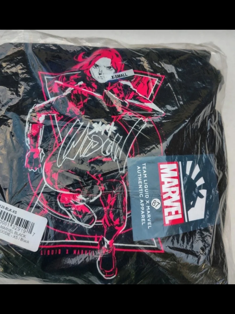 Marvel Mens Black Widow Xs Hoodie